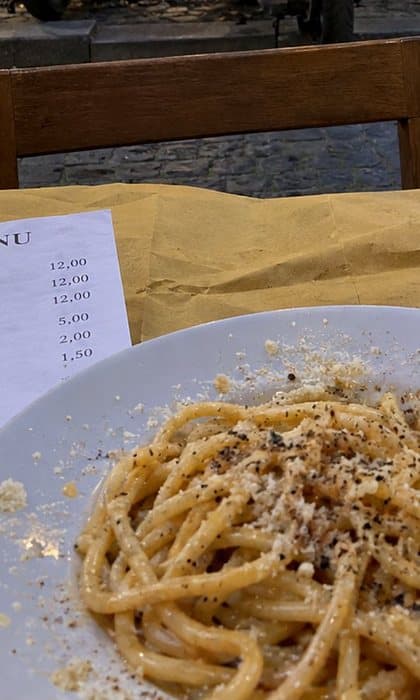 A saved TikTok: cacio e pepe at a trattoria in Rome
