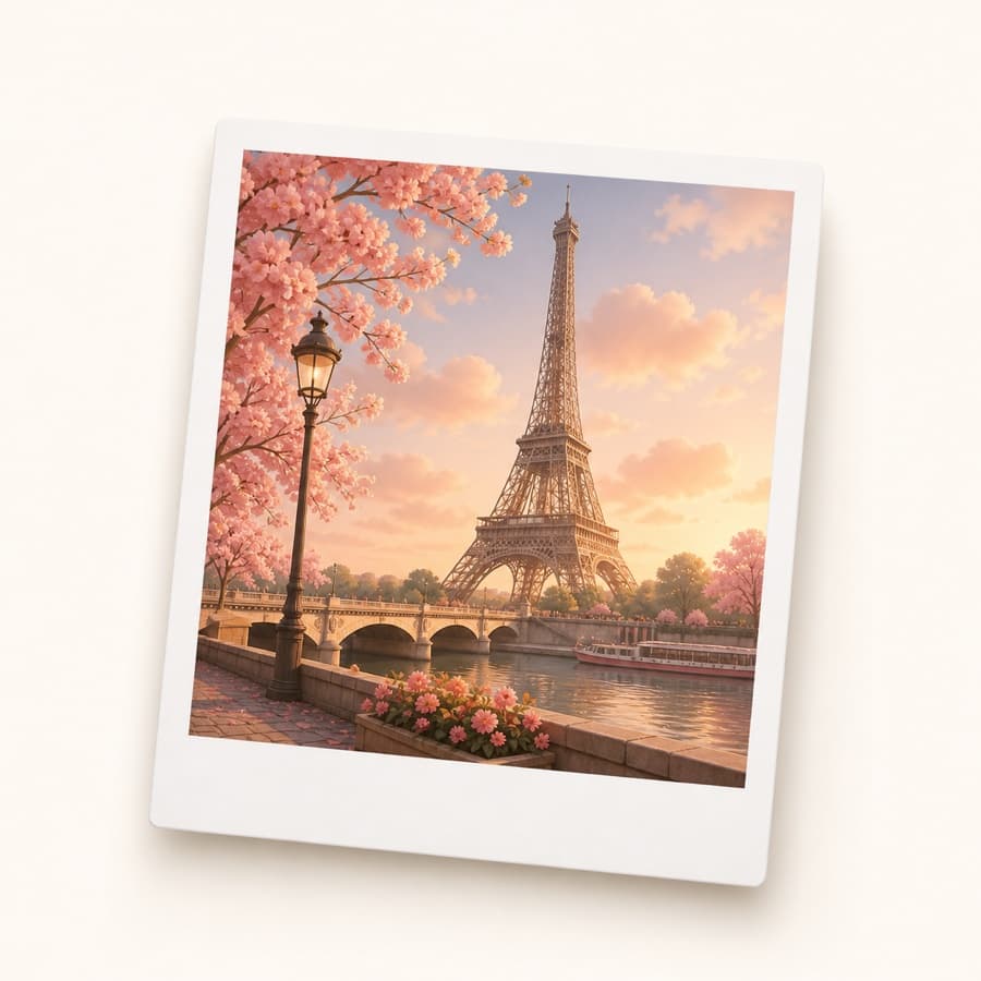 Paris in bloom postcard